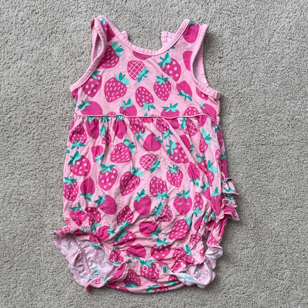 Little Sleepies Pink Strawberry Bubble Romper